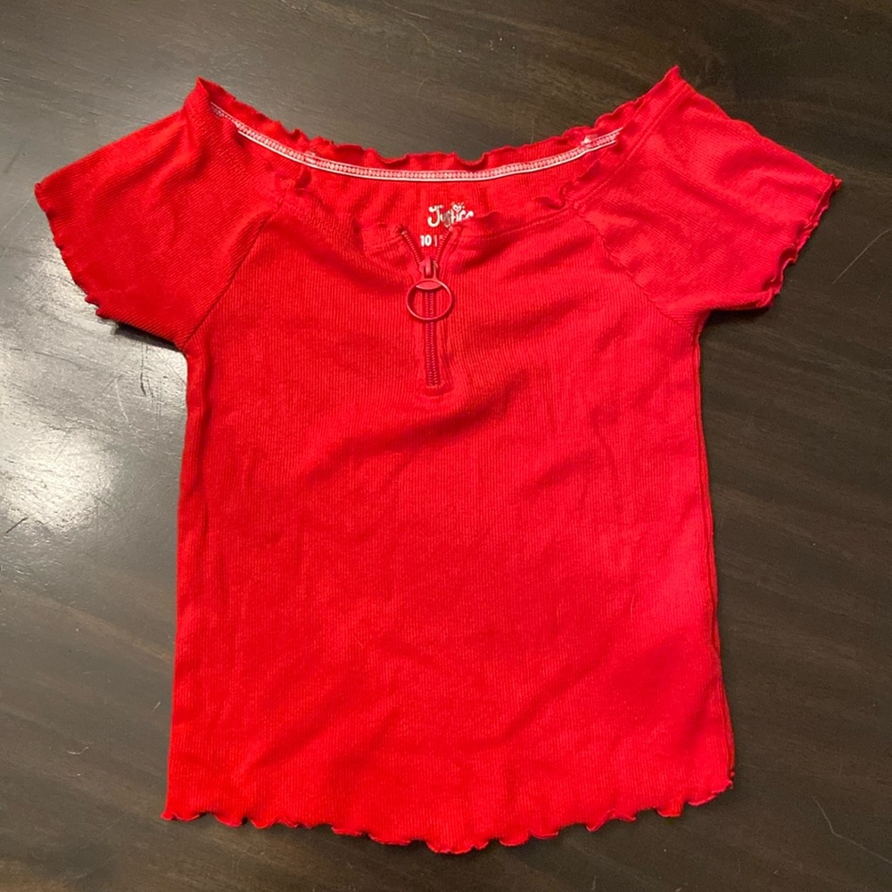 Justice red top w/ zipper